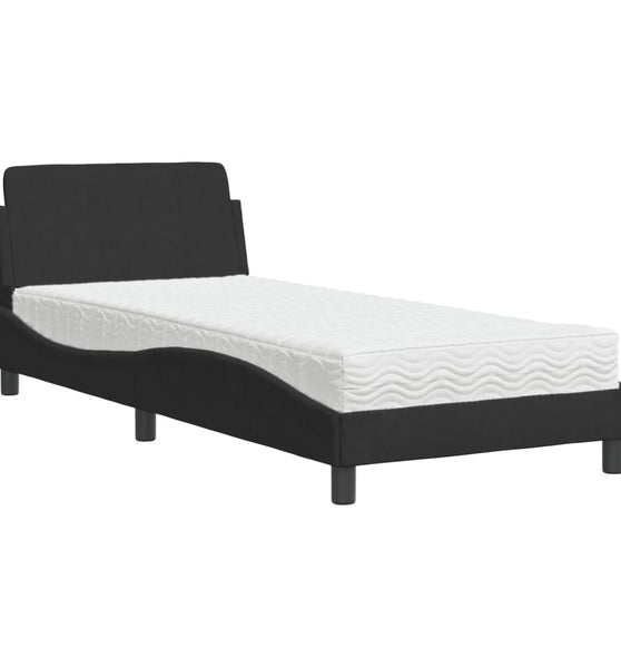 Bett mit Matratze Schwarz 80x200 cm Samt