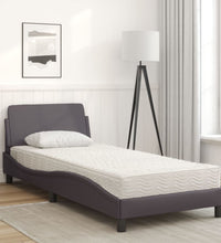 Bett mit Matratze Grau 80x200 cm Kunstleder