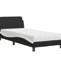 Bett mit Matratze Schwarz und Weiß 80x200 cm Kunstleder