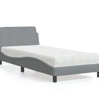 Bett mit Matratze Hellgrau 90x190 cm Stoff