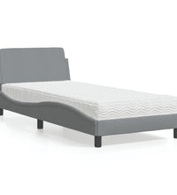 Bett mit Matratze Hellgrau 90x190 cm Stoff