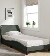 Bett mit Matratze Dunkelgrau 90x190 cm Stoff