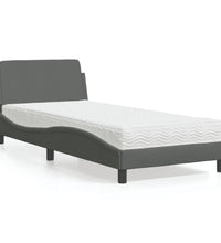 Bett mit Matratze Dunkelgrau 90x190 cm Stoff