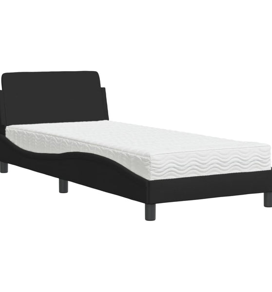 Bett mit Matratze Schwarz 90x190 cm Stoff