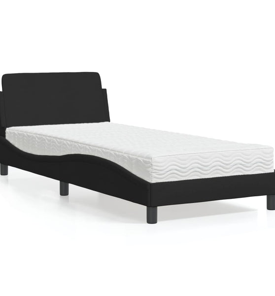 Bett mit Matratze Schwarz 90x190 cm Stoff