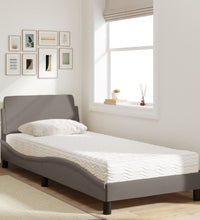 Bett mit Matratze Taupe 90x190 cm Stoff