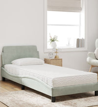 Bett mit Matratze Hellgrau 90x190 cm Samt