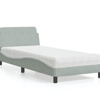 Bett mit Matratze Hellgrau 90x190 cm Samt