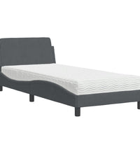 Bett mit Matratze Dunkelgrau 90x190 cm Samt