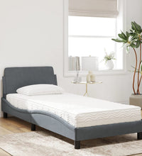 Bett mit Matratze Dunkelgrau 90x190 cm Samt