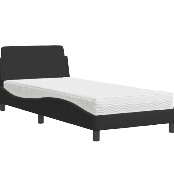 Bett mit Matratze Schwarz 90x190 cm Samt