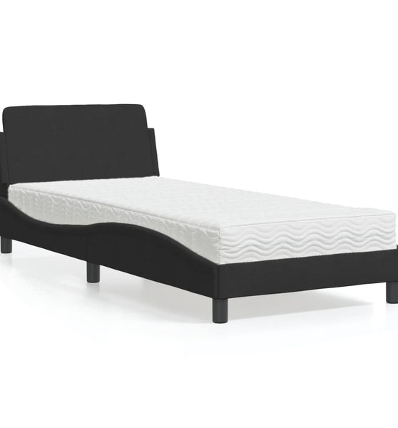 Bett mit Matratze Schwarz 90x190 cm Samt