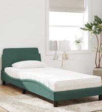 Bett mit Matratze Dunkelgrün 90x190 cm Samt