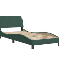 Bett mit Matratze Dunkelgrün 90x190 cm Samt