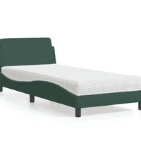 Bett mit Matratze Dunkelgrün 90x190 cm Samt