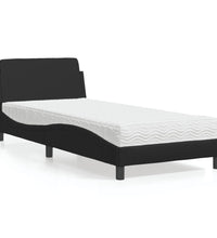 Bett mit Matratze Schwarz 90x190 cm Kunstleder
