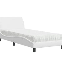 Bett mit Matratze Weiß 90x190 cm Kunstleder
