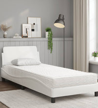 Bett mit Matratze Weiß 90x190 cm Kunstleder