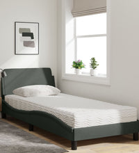 Bett mit Matratze Dunkelgrau 90x200 cm Stoff