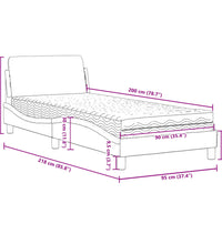 Bett mit Matratze Dunkelgrau 90x200 cm Stoff