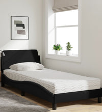 Bett mit Matratze Schwarz 90x200 cm Stoff