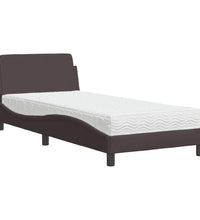 Bett mit Matratze Dunkelbraun 90x200 cm Stoff