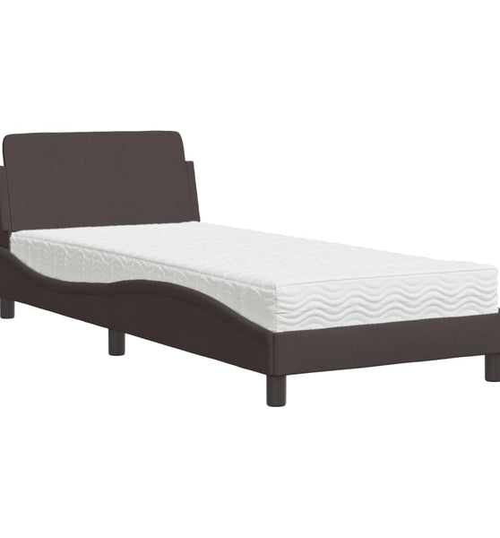 Bett mit Matratze Dunkelbraun 90x200 cm Stoff