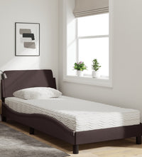 Bett mit Matratze Dunkelbraun 90x200 cm Stoff