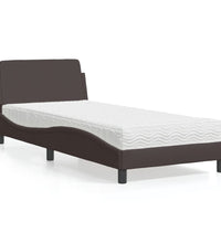 Bett mit Matratze Dunkelbraun 90x200 cm Stoff
