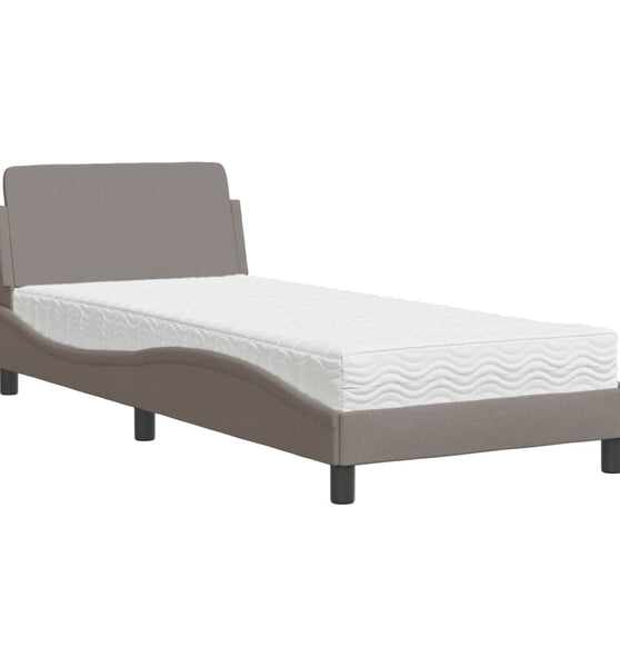 Bett mit Matratze Taupe 90x200 cm Stoff