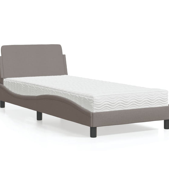 Bett mit Matratze Taupe 90x200 cm Stoff