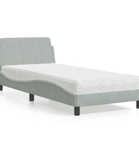 Bett mit Matratze Hellgrau 90x200 cm Samt