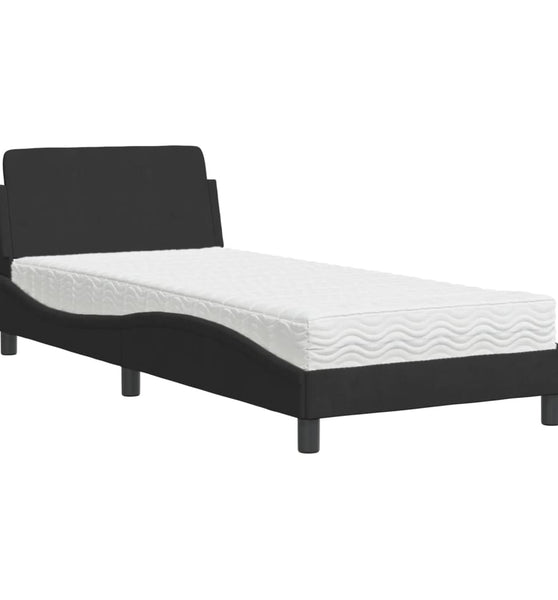 Bett mit Matratze Schwarz 90x200 cm Samt