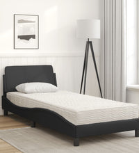 Bett mit Matratze Schwarz 90x200 cm Kunstleder