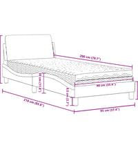 Bett mit Matratze Schwarz 90x200 cm Kunstleder