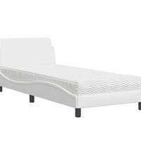 Bett mit Matratze Weiß 90x200 cm Kunstleder