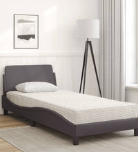 Bett mit Matratze Grau 90x200 cm Kunstleder