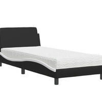 Bett mit Matratze Schwarz und Weiß 90x200 cm Kunstleder