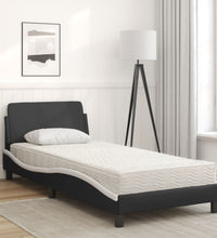 Bett mit Matratze Schwarz und Weiß 90x200 cm Kunstleder