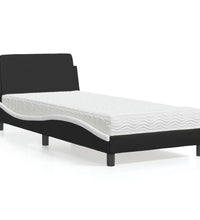 Bett mit Matratze Schwarz und Weiß 90x200 cm Kunstleder