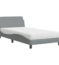 Bett mit Matratze Hellgrau 100x200 cm Stoff