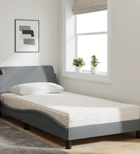 Bett mit Matratze Hellgrau 100x200 cm Stoff