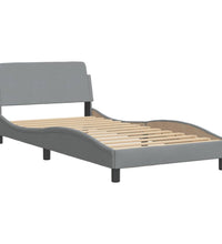 Bett mit Matratze Hellgrau 100x200 cm Stoff