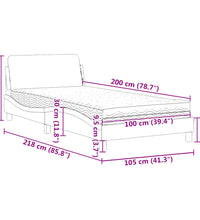 Bett mit Matratze Hellgrau 100x200 cm Stoff