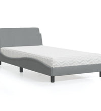 Bett mit Matratze Hellgrau 100x200 cm Stoff