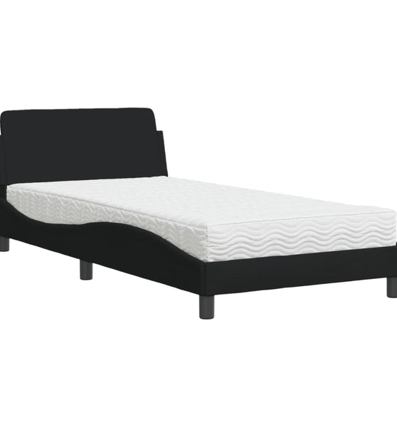 Bett mit Matratze Schwarz 100x200 cm Stoff