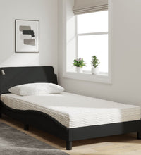 Bett mit Matratze Schwarz 100x200 cm Stoff