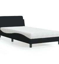 Bett mit Matratze Schwarz 100x200 cm Stoff