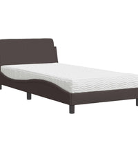 Bett mit Matratze Dunkelbraun 100x200 cm Stoff