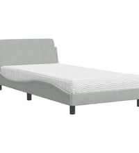 Bett mit Matratze Hellgrau 100x200 cm Samt